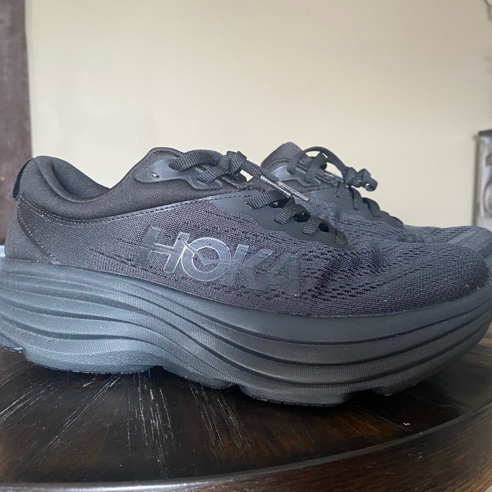 All black Womans Hoka Size 9B